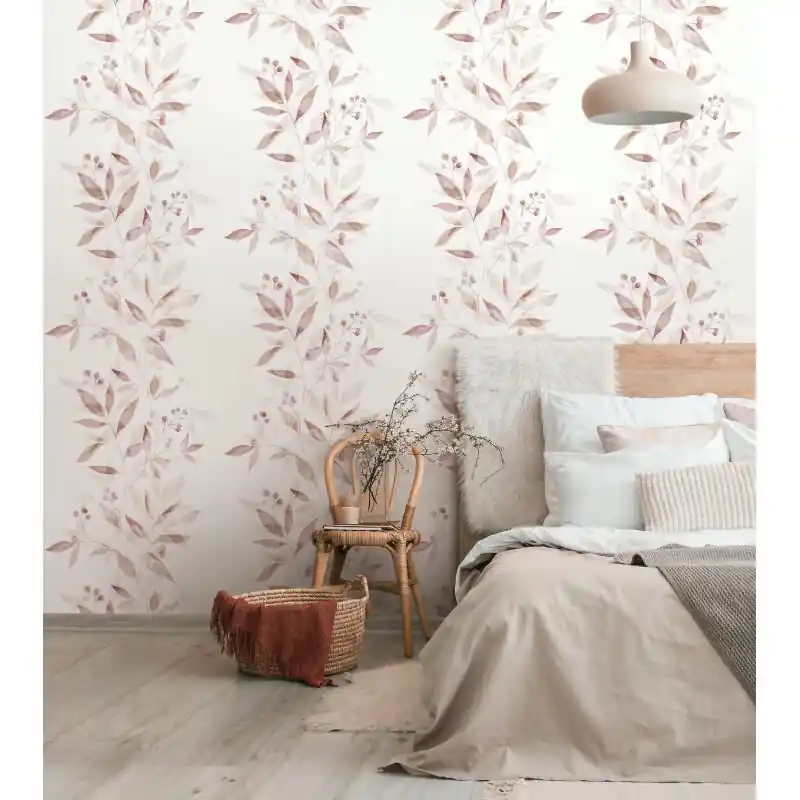 Vliestapete Blätter Floral Natur matt in Weiß für Wohnzimmer, Schlafzimmer, Küche (KG-175465) Neuheit