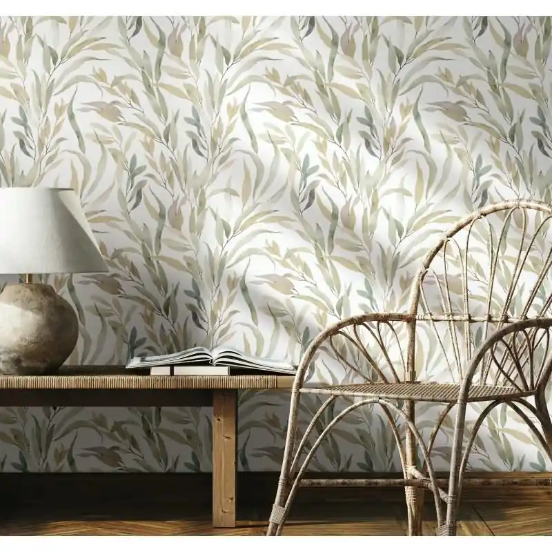 Direkt Vom Hersteller Vliestapete Blätter Floral Natur matt in Weiß für Wohnzimmer, Schlafzimmer, Küche (KG-175491)