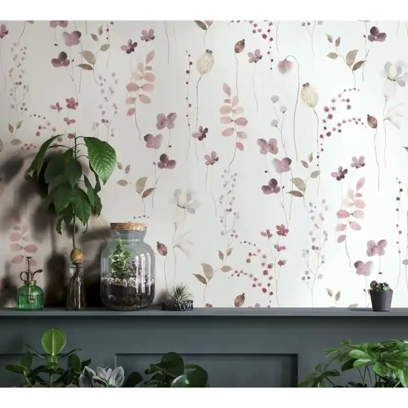 Begrenztes Angebot Vliestapete Blätter, Äste Floral Natur matt in Weiß für Wohnzimmer, Schlafzimmer, Küche (KG-175495)