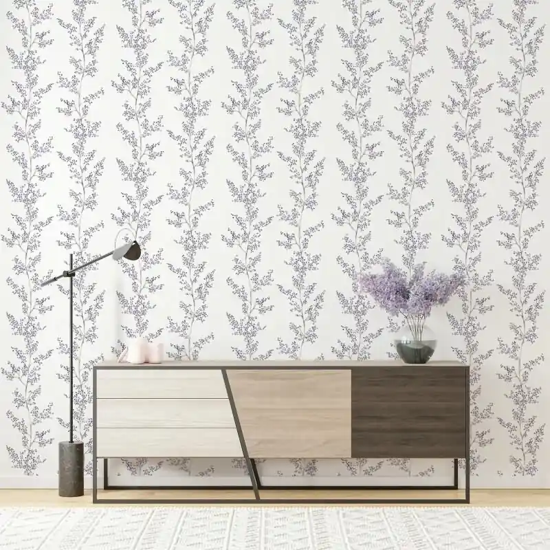 Vliestapete Blätter, Äste Floral Natur matt in Weiß für Wohnzimmer, Schlafzimmer, Küche (KG-175508) Highlight