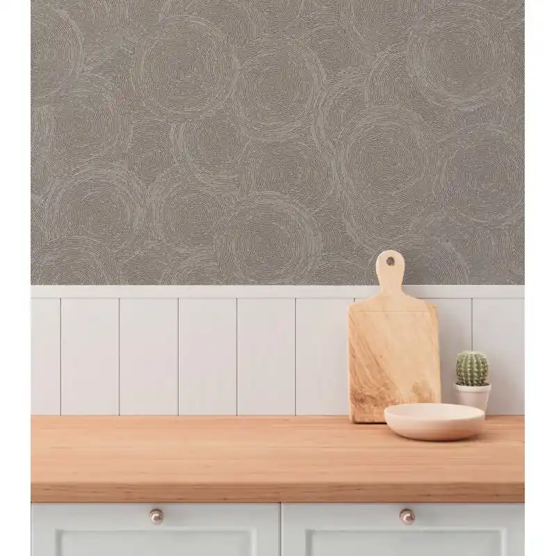 Kreis-Muster-Tapete Beige Braun - Vliestapete mit Struktur - Modern & Elegant (KG-175800) Top-Preis