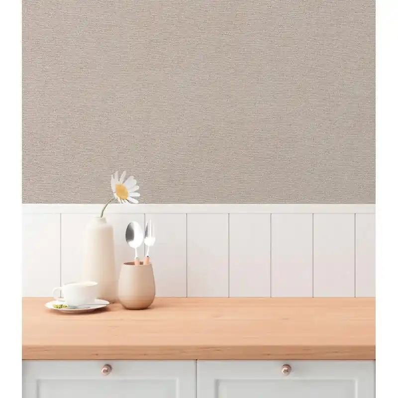 Wochenendangebot Unitapete in Leinenoptik Rosé Beige - Vliestapete strukturiert weich modern (KG-175827)