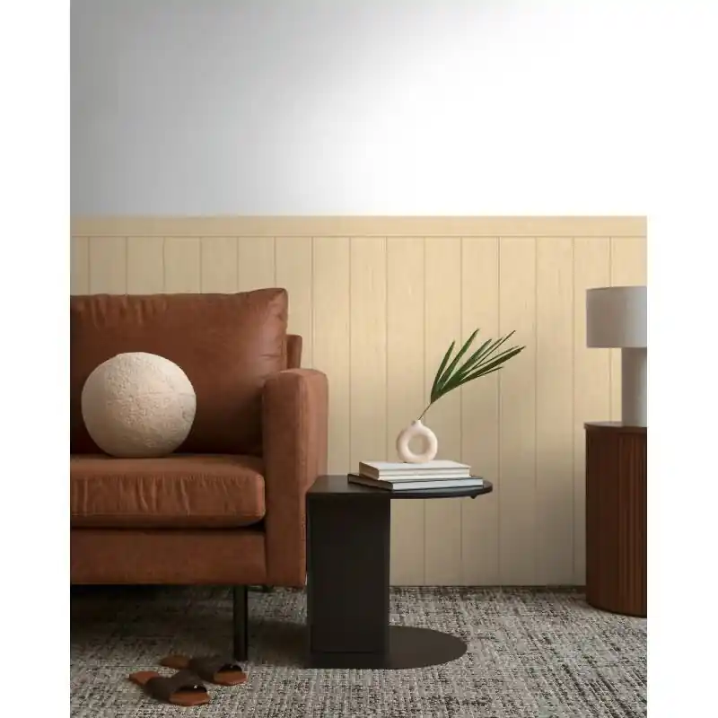 Markenware Sockeltapete in Holzoptik Creme Beige - Wandpaneel dezent strukturiert - Vliestapete (KG-175868)