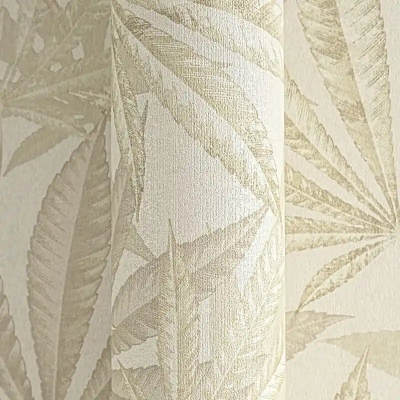 Ausverkauf Vliestapete mit großen Blättern in Beige auf hellem Hintergrund (KG-175909)