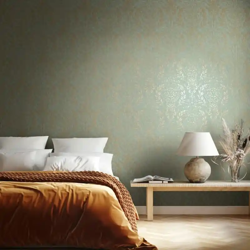Markenware Vliestapete Ornament Floral Natur in Grün für Wohnzimmer, Schlafzimmer, Büro (KG-175962)