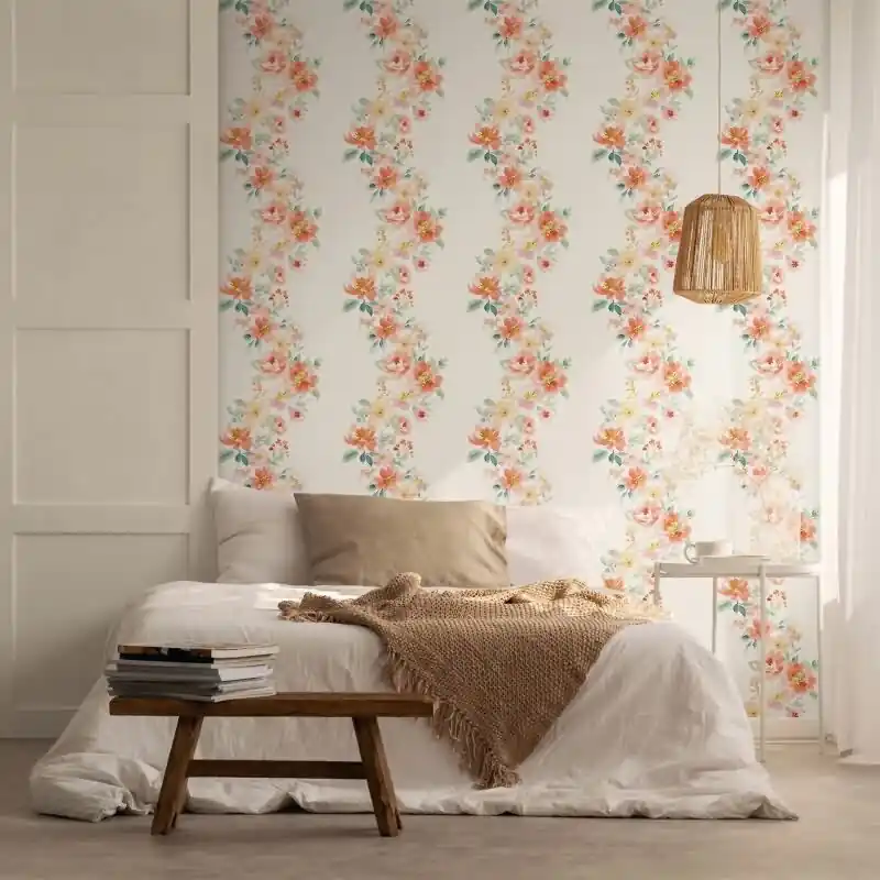Vliestapete Blumen Floral Natur, Romantisch, Modern matt in Weiß für Wohnzimmer, Schlafzimmer, Küche (KG-175979) Knallerangebot