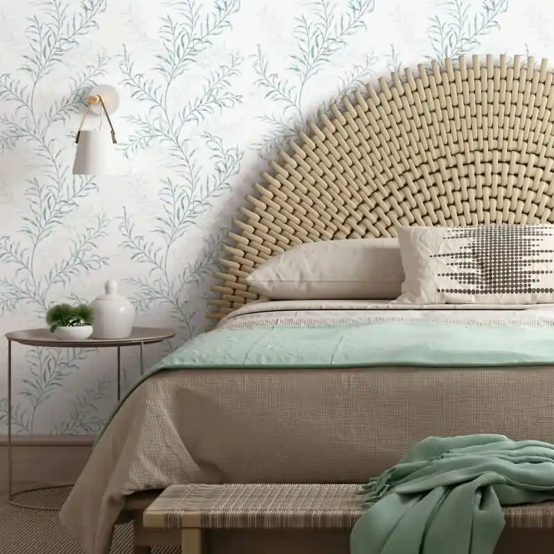 Echt Vliestapete Blätter Floral Natur matt in Weiß für Wohnzimmer, Schlafzimmer, Küche (KG-175982)