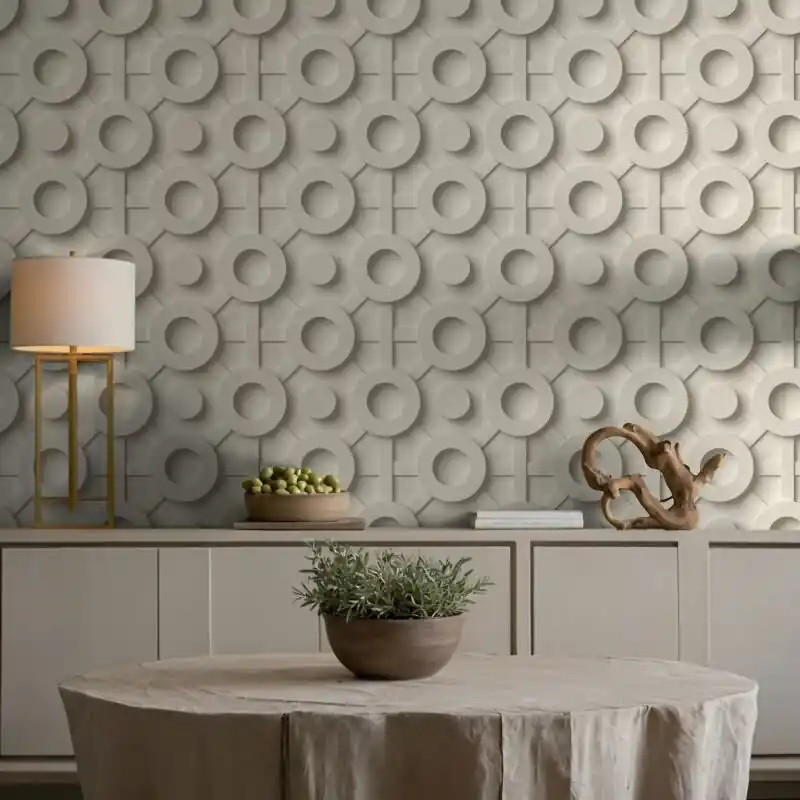 Bestpreis Vliestapete Grafisch 3D-Optik Modern, Kreise matt in Beige für Wohnzimmer, Schlafzimmer, Büro (KG-175996)