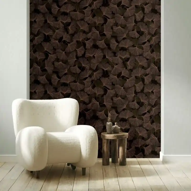 Begrenztes Angebot Vliestapete 3D, Blätter Floral Natur matt in Braun für Wohnzimmer, Schlafzimmer, Büro (KG-176029)