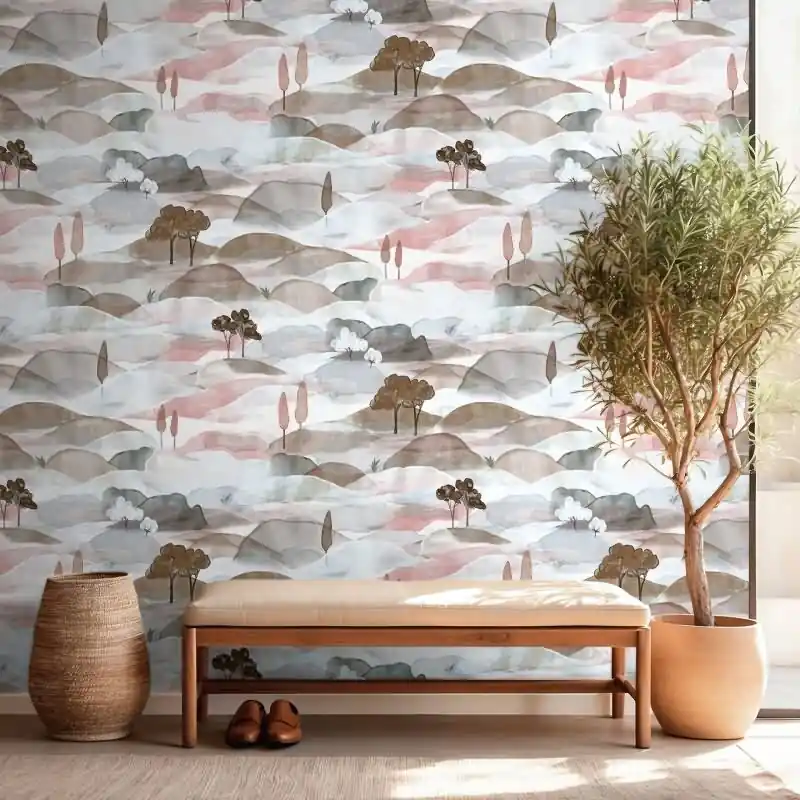 Vliestapete Landschaft Grafisch Natur matt in Blau für Wohnzimmer, Schlafzimmer, Büro (KG-176036) Bestseller