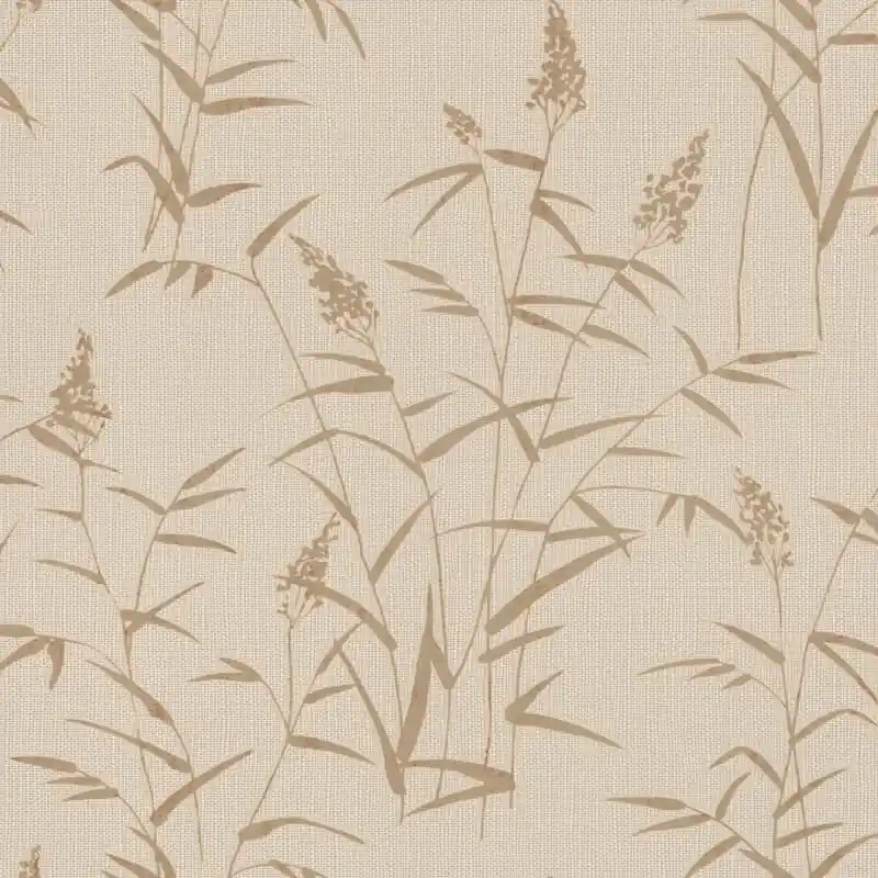 Billig Vliestapete Beige Blätter-Zweige klassisches Deco Design Rasch Botanical Deco Style (KG-176327)