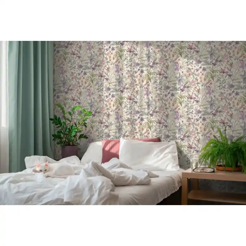Direkt Vom Hersteller Premium Vliestapete Blumen / Floral Weiß mit Lila - Pintwalls III (KG-176980)