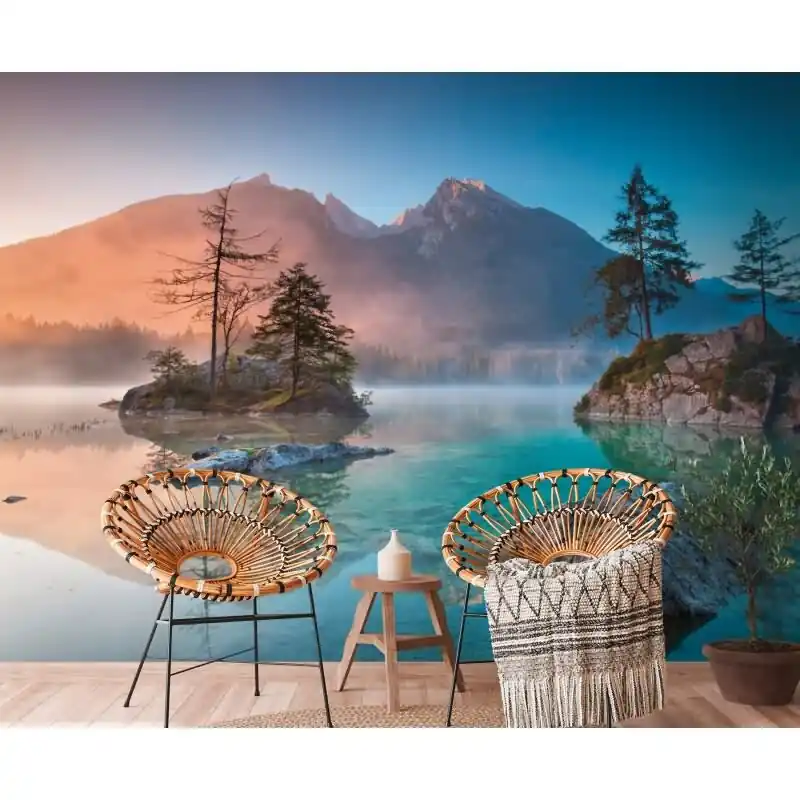 Edle Vliestapete mit Landschaft in Blau & Braun (WALL LOVE) (KG-176992) Letzte Chance