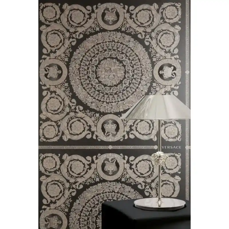 Ausverkauf Stilvolle Art Déco-Tapete Schwarz mit Beige aus Versace 6 (KG-177051)