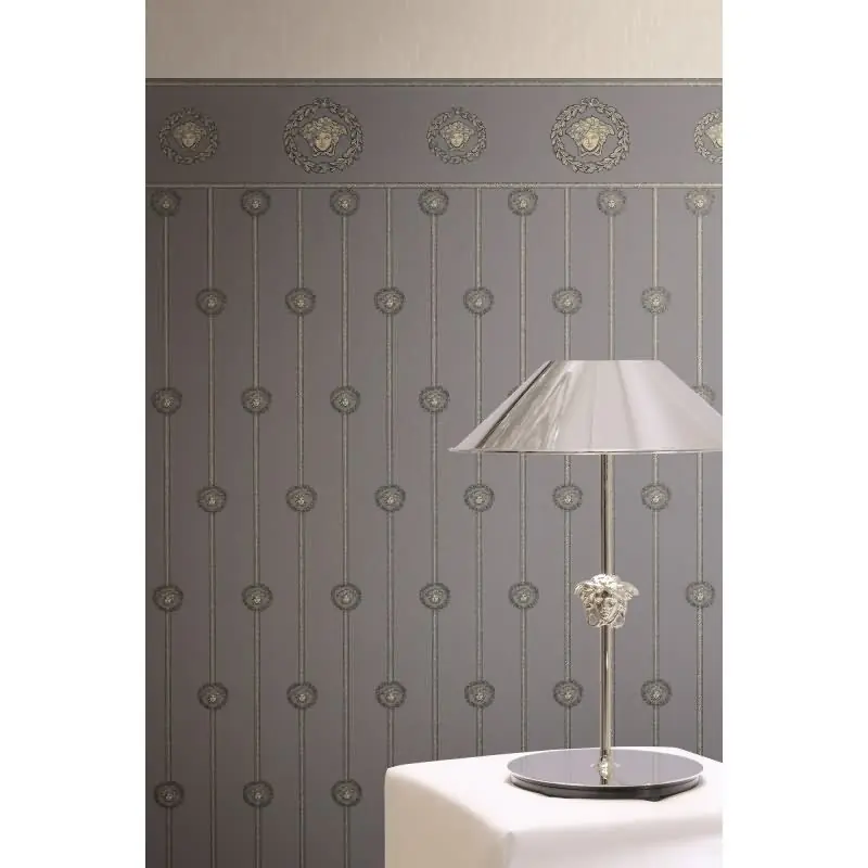 Top-Preis Stilvolle Art Déco-Tapete Grau mit Schwarz aus Versace 6 (KG-177076)
