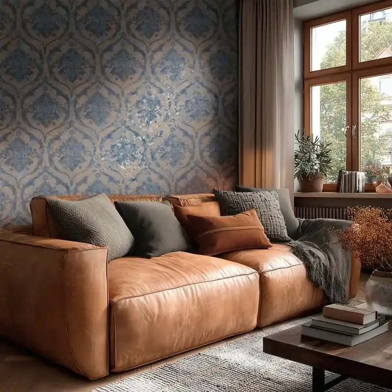 Direktkauf Stilvolle Barock & Ornament-Tapete Blau mit Braun aus Vibes & Styles (KG-177102)