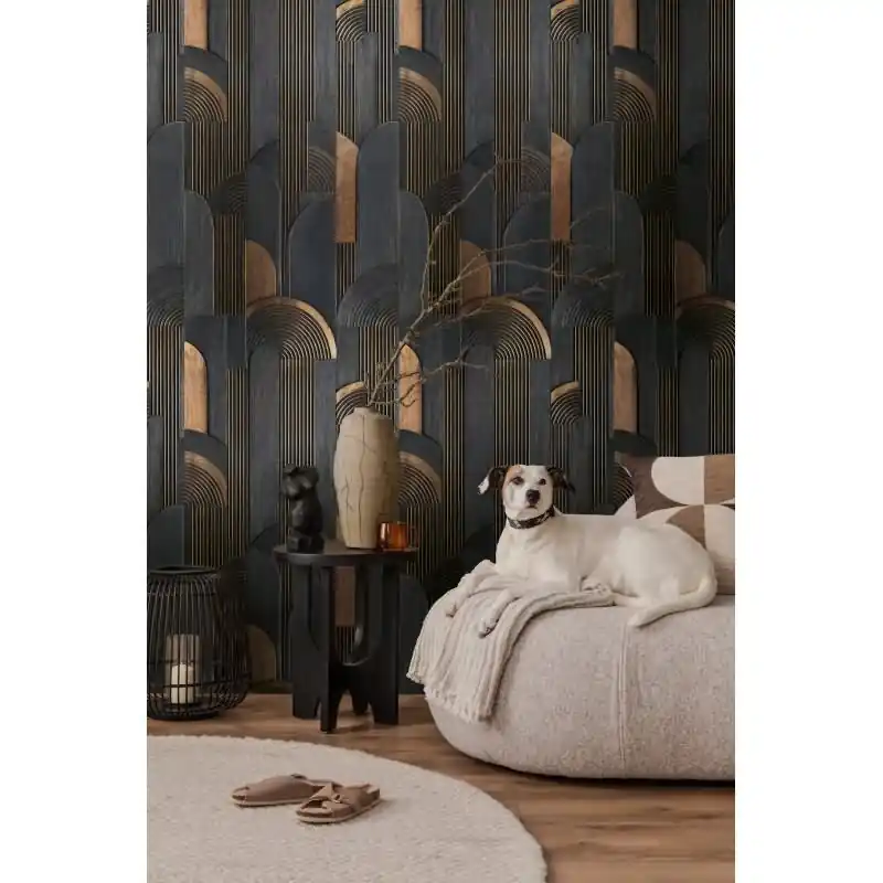 Edle Vliestapete mit Grafik & Geometrie in Schwarz & Braun (Vibes & Styles) (KG-177149) Expressversand