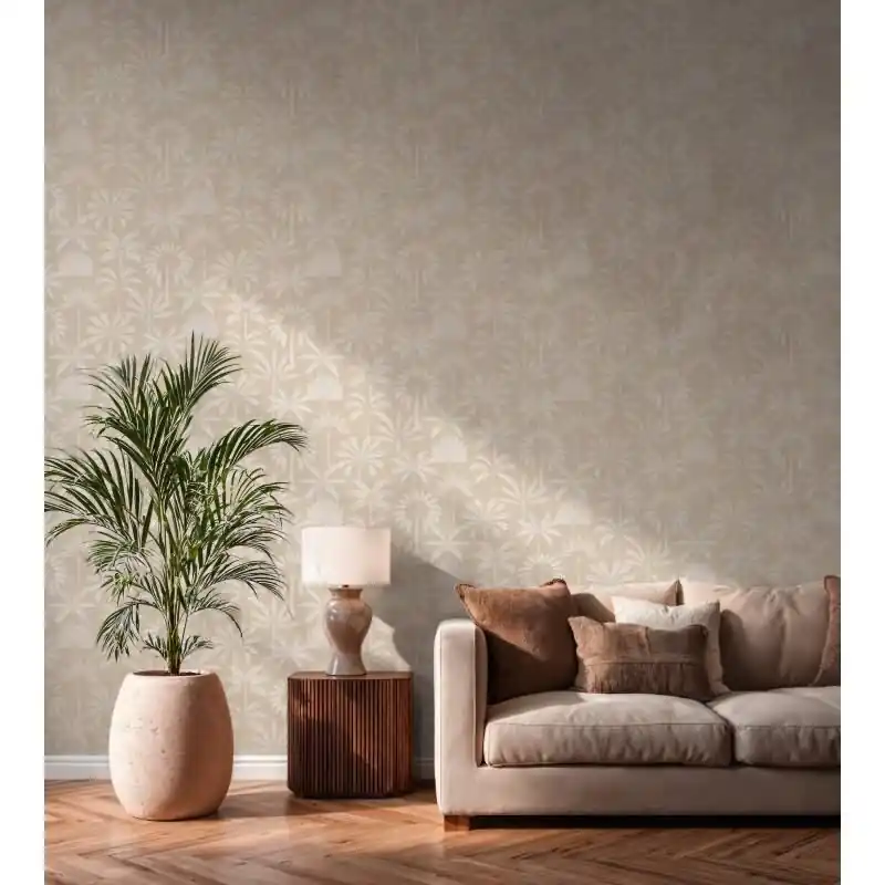 Heißes Angebot Stilvolle Bäume & Wald-Tapete Beige mit Weiß aus Cuba II (KG-177184)