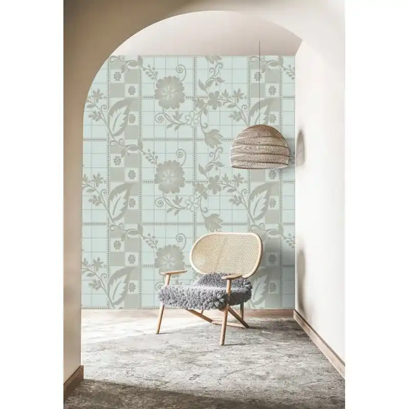 Valerie Designerwerkstatt - Blau & Grau, Silberiger kunst-Motiv auf hochwertiger Vliestapete (KG-177241) Zertifiziert