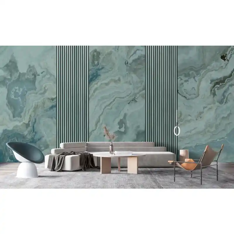 Travertino 1 - Blau & Grau, Silber, Schwarziger Kunstvolle Vliestapete in vliestapete von AS-Creation (KG-177250) Ausverkauf