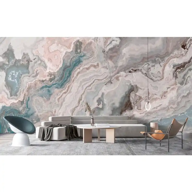 Blue Marble - Grau, Silber & Beige, Creme, Blauiger Moderne Wandgestaltung mit vliestapete von AS-Creation (KG-177257) Wochenendangebot