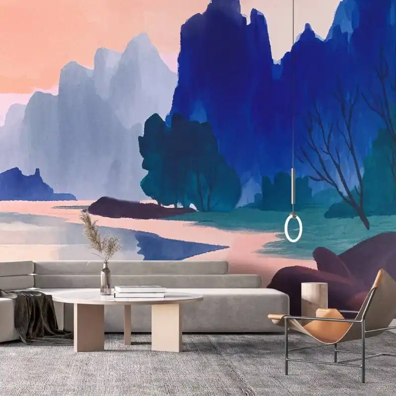 Aurora - Blau & Orange, Altrosaiger Kunstvolle Vliestapete in vliestapete von AS-Creation (KG-177289) Solange Der Vorrat Reicht