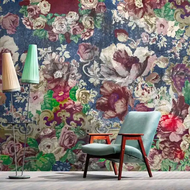 Carmente 2 Designtapete - Blau & Rot, Bordeaux, Beigeiger blumen / floral-Muster fuer moderne Raeume von AS-Creation (KG-177294) Sonderaktion