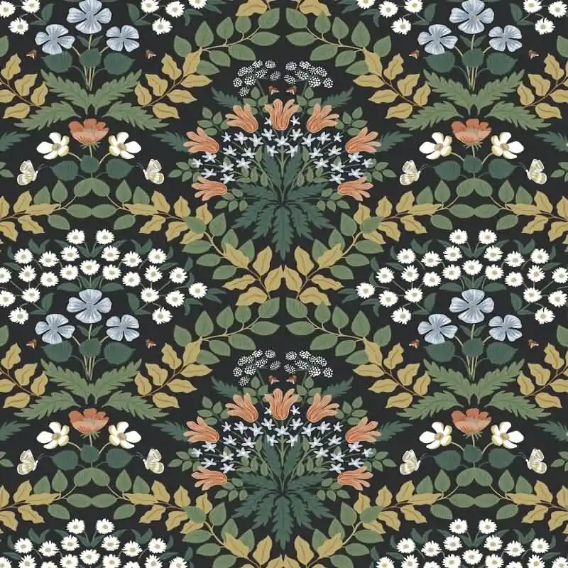 Vliestapete Schwarz, Anthrazit floral Eijffinger Rifle Paper Co. (KG-177383) Neuheit