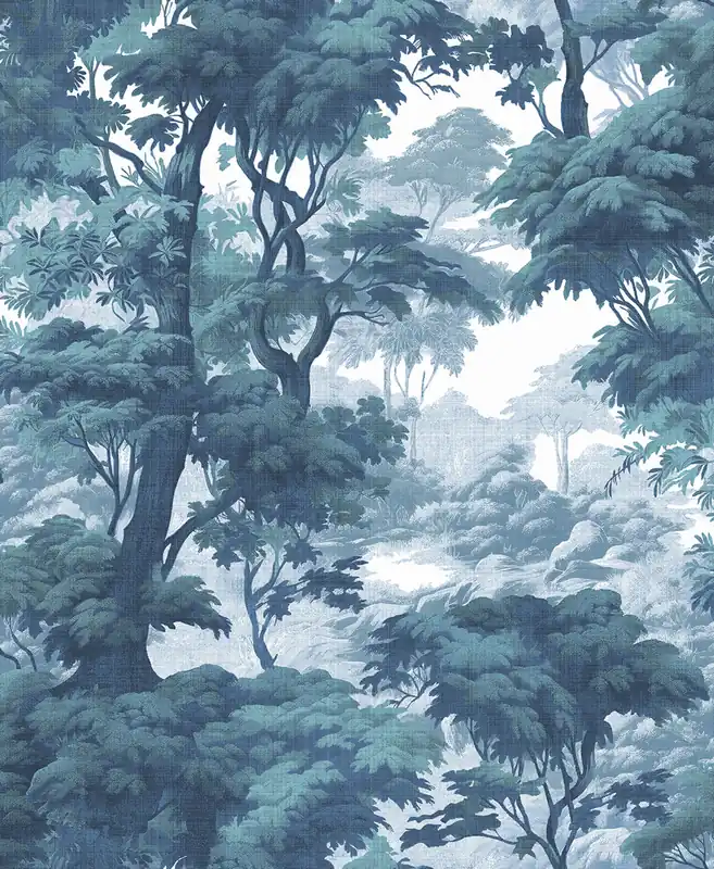 Tapete, blau-grün, Wald, Bäume, 127935, Arboretum, Graham Brown Premium Neuheit