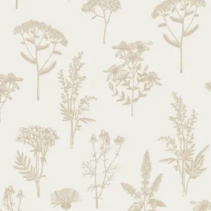 Markenprodukt Tapete, weiß-gold, Blumen und Gräser, M80504, Vavex 2027