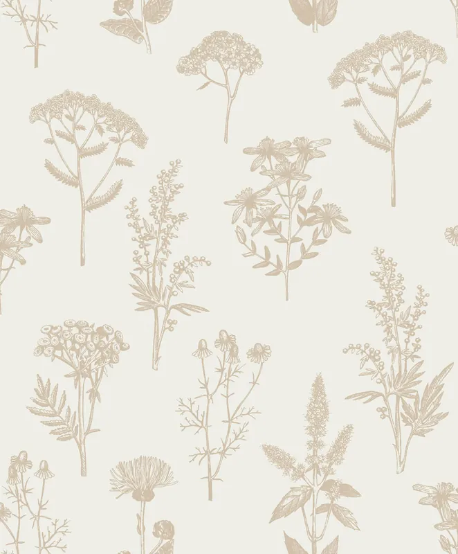 Markenprodukt Tapete, weiß-gold, Blumen und Gräser, M80504, Vavex 2027