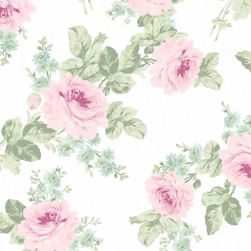 Neuheit Tapete, rosa-grün, Blumen, 125111, Shabby Chic by Rachel Ashwell