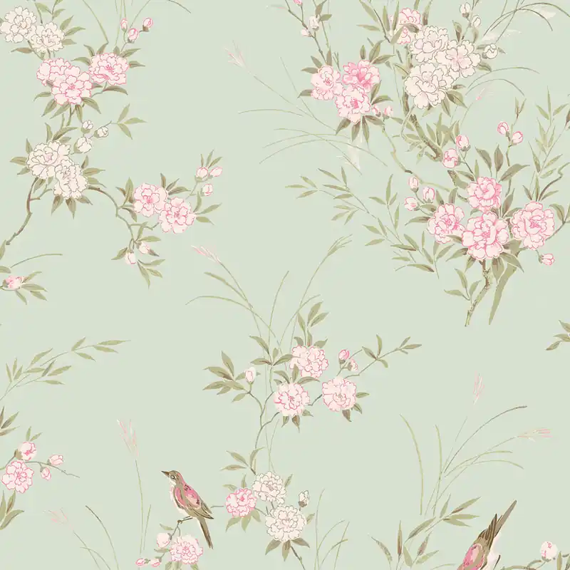 Letzte Chance Tapete, grün, Blumen, Vögel, 125120, Shabby Chic by Rachel Ashwell