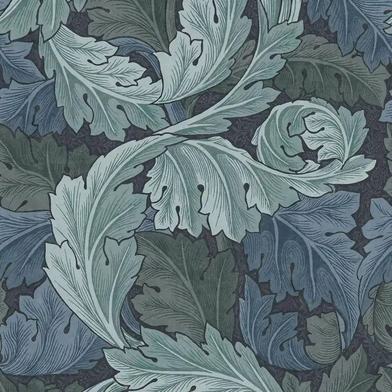 Neu Vliestapete, blau, Blätter, 124225, William Morris At Home