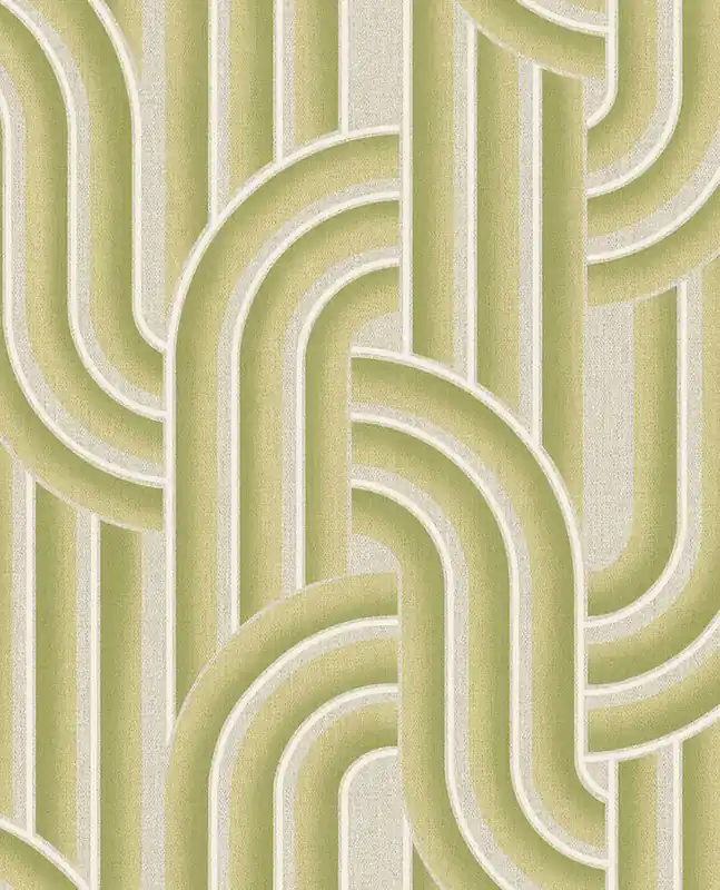 Geometrische Vliestapete, grün-beige, Retro, 340562, Groovy, Eijffinger Sichere Zahlung