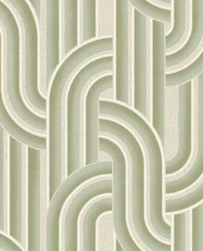 Geometrische Vliestapete, grün-beige, Retro, 340561, Groovy, Eijffinger Highlight