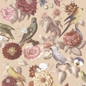 Expressversand Vliestapete, beige, Blumen, Papageien, 15548, Botany House, Cristiana Masi by Parato