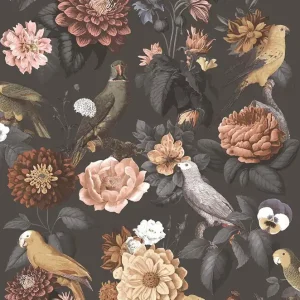 Begrenztes Angebot Vliestapete, schwarz, Blumen, Papageien, 15549, Botany House, Cristiana Masi by Parato