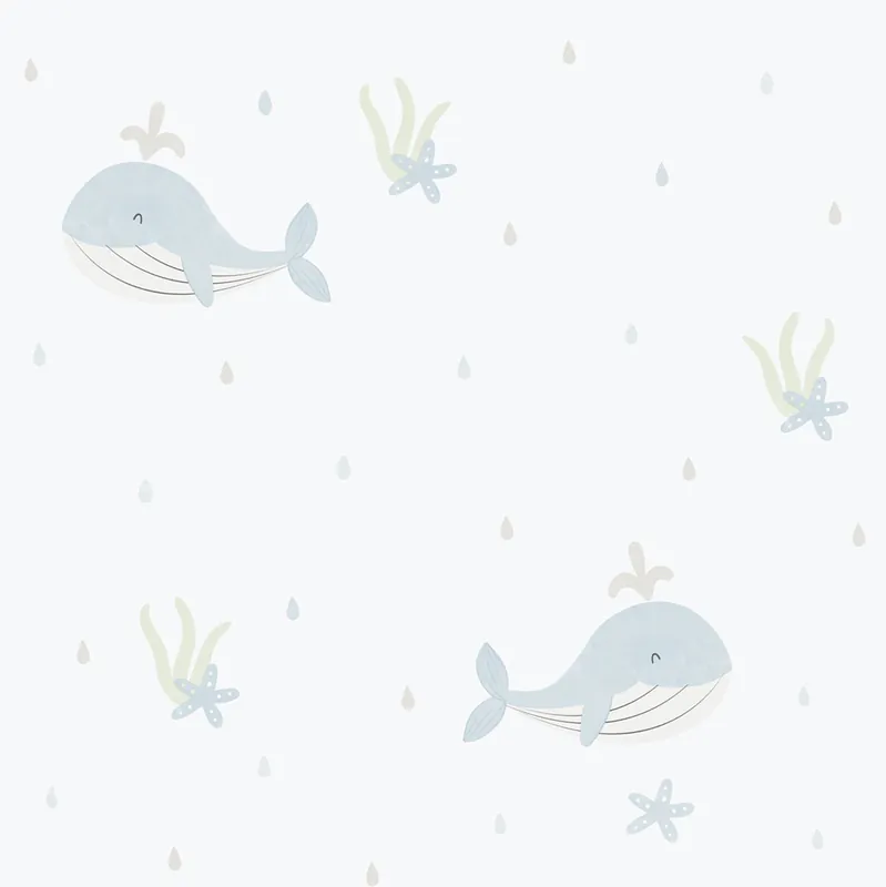 Jetzt Kaufen Kinder Vliestapete, blau, Wale, 281-2, Enzo, ICH Wallcoverings