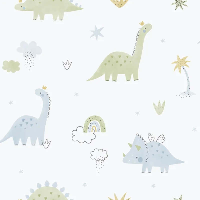 Kinder Vliestapete, blau-grün, Dinosaurier, 283-2, Enzo, ICH Wallcoverings Preiswert