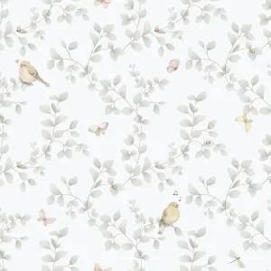 Kinder Vliestapete, grau, Vögel, 284-2, Enzo, ICH Wallcoverings Nur Für Kurze Zeit