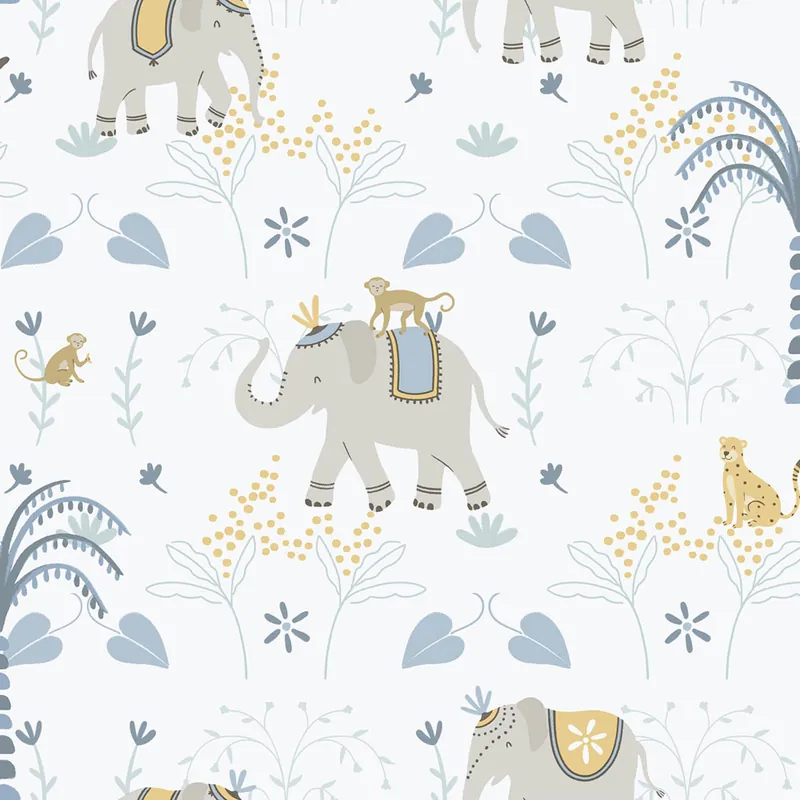 Schneller Versand Kinder Vliestapete, blau, Tiere, 285-2, Enzo, ICH Wallcoverings
