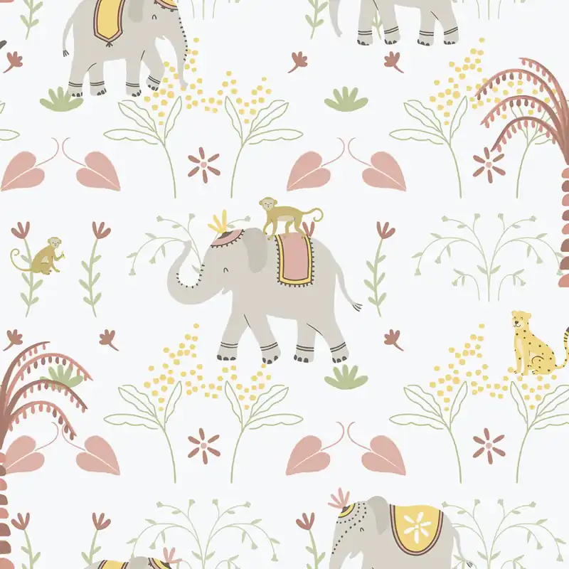 Kinder Vliestapete, grau-rosa, Tiere, 285-4, Enzo, ICH Wallcoverings Sale