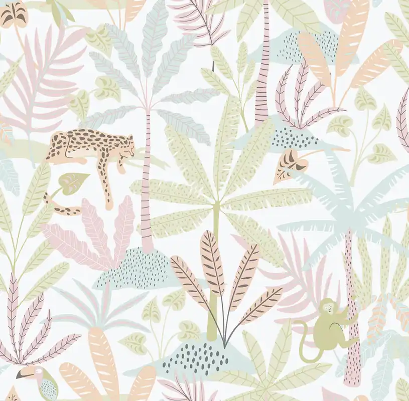 Kinder Vliestapete, rosa, Dschungel, 286-1, Enzo, ICH Wallcoverings Neue Ware