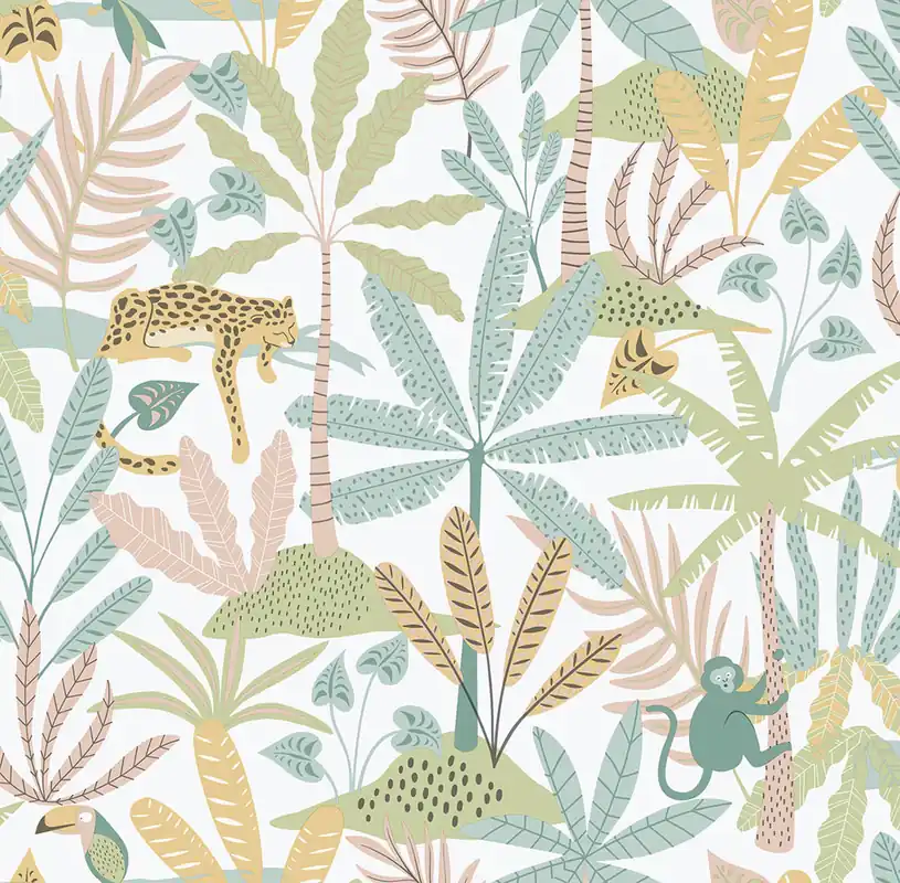 Kinder Vliestapete, grün, Dschungel, 286-4, Enzo, ICH Wallcoverings Preisknaller