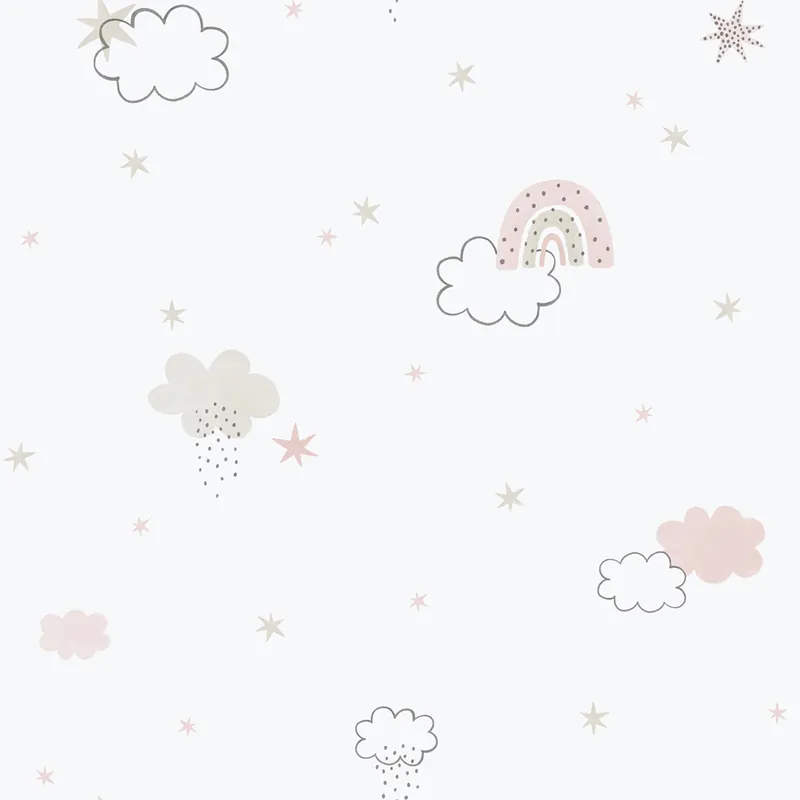 Kinder Vliestapete, rosa, Wolken, 288-1, Enzo, ICH Wallcoverings Günstig