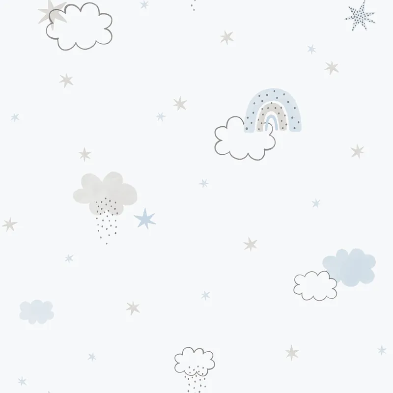 Kinder Vliestapete, blau, Wolken, 288-2, Enzo, ICH Wallcoverings Letzte Chance