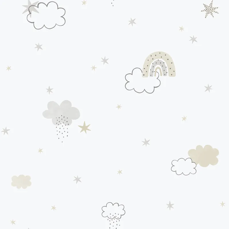 Sale Kinder Vliestapete, grau-beige, Wolken, 288-3, Enzo, ICH Wallcoverings