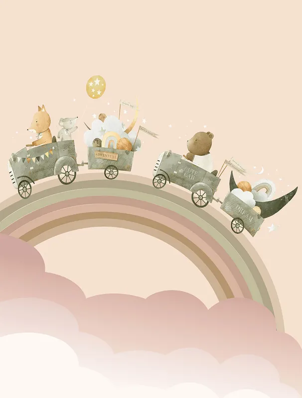 Zertifiziert Kinderfototapete, Tiere, Regenbogen, CW6002-2, Cute Walls, Decoprint