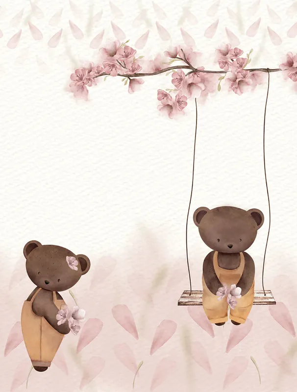 Kinderfototapete, rosa, Teddybären, CW6127-1, Cute Walls, Decoprint Sonderaktion